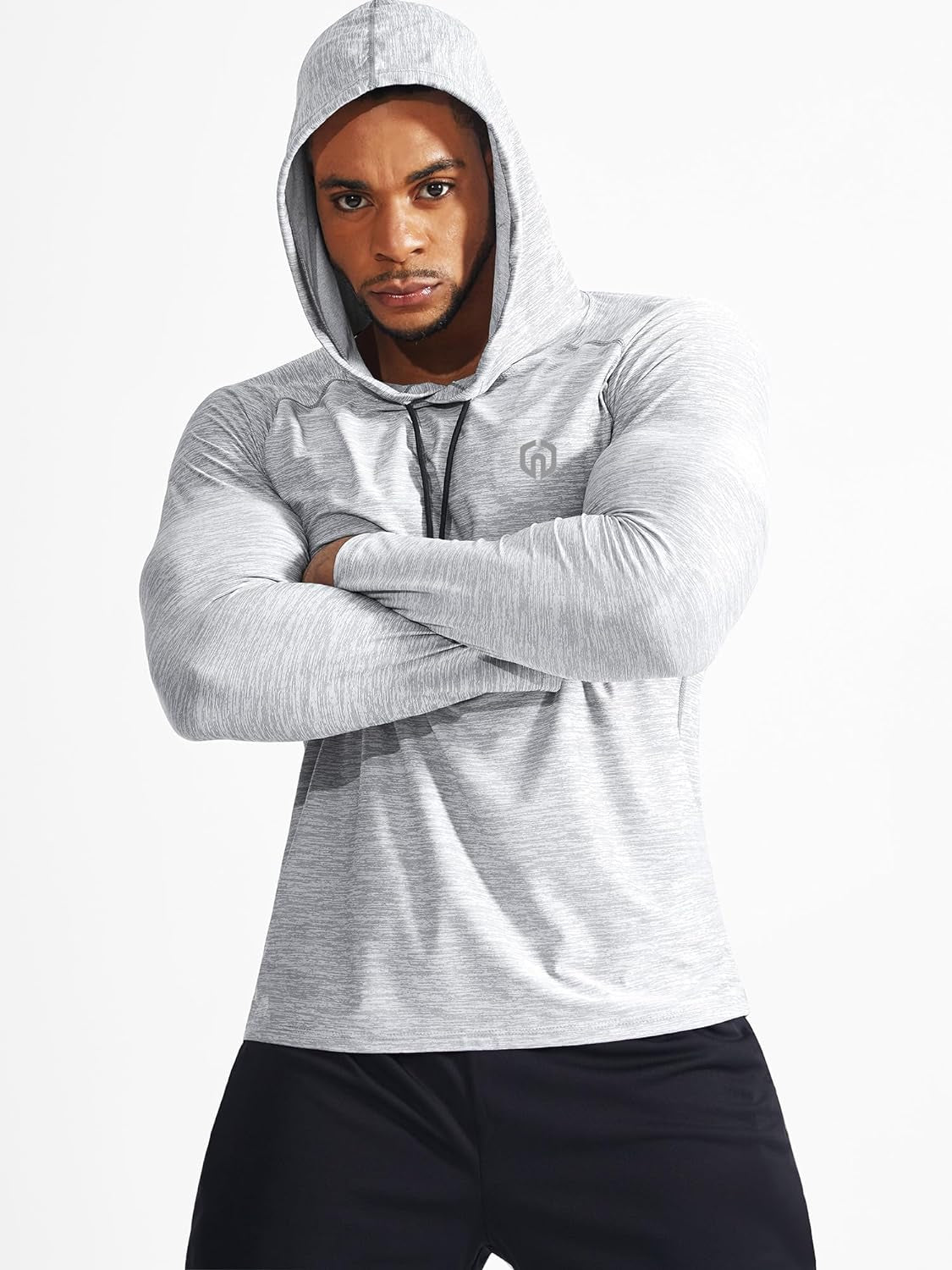 Men'S Dry Fit Athletic Shirt Workout Running Long Sleeve Shirts with Hoods