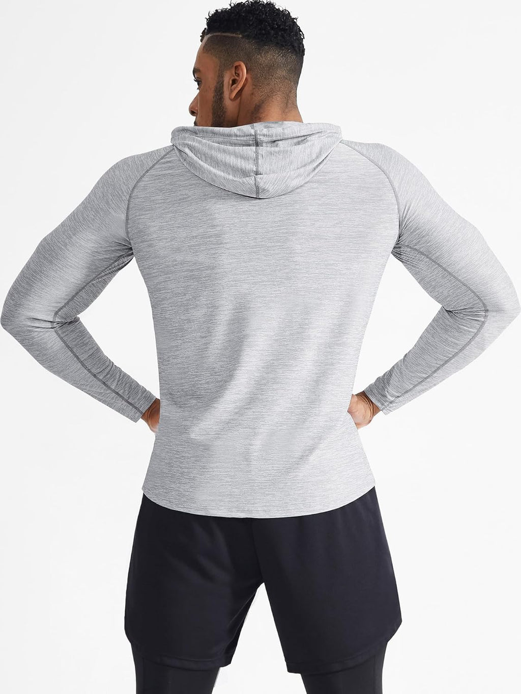 Men'S Dry Fit Athletic Shirt Workout Running Long Sleeve Shirts with Hoods