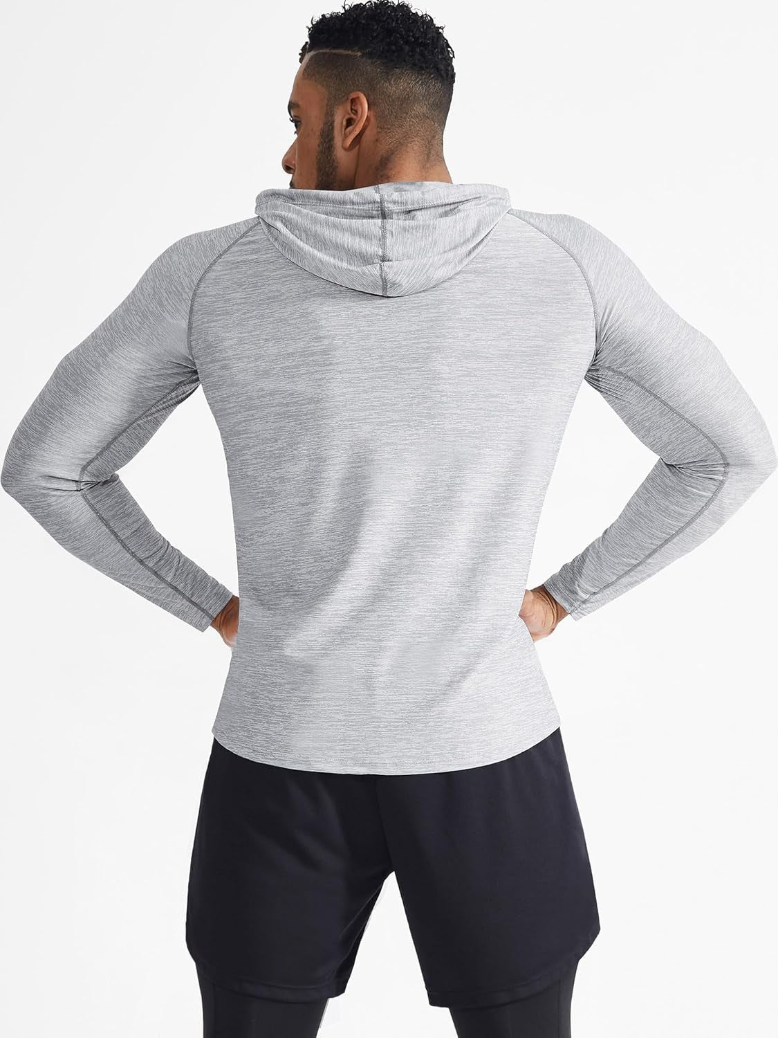 Men'S Dry Fit Athletic Shirt Workout Running Long Sleeve Shirts with Hoods